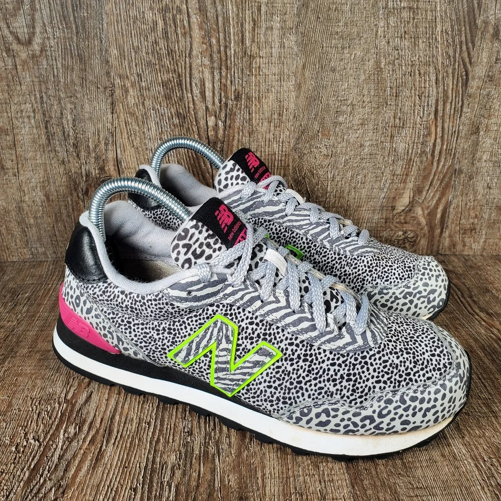 New Balance 515 Women's Sz 9 Light Aluminum Black Pink Animal Print Casual Shoes